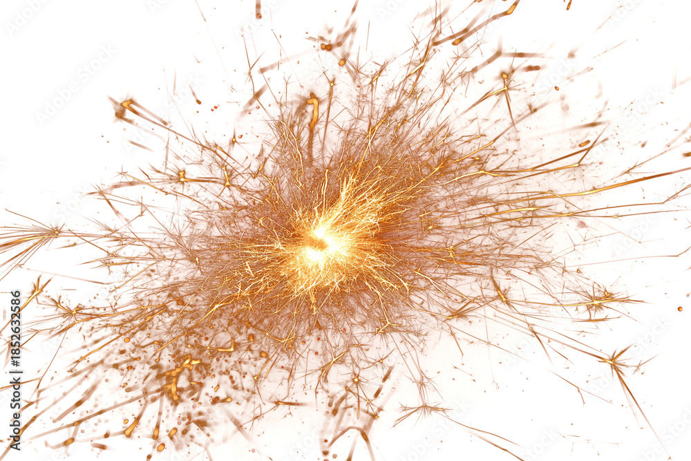 Fototapeta premium Vibrant sparkler explosion on white background isolated on transparent background