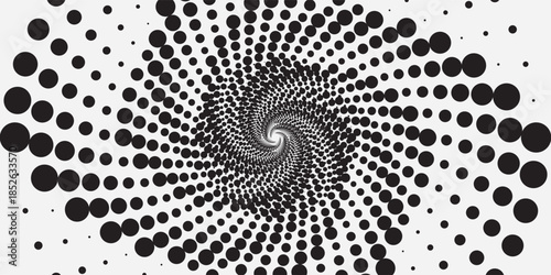 Set of speed lines in circle form. Halftone dotted speed lines. Abstract geometric circles with rotating radial lines. Design element for logo, prints, template or posters. Vector illustration