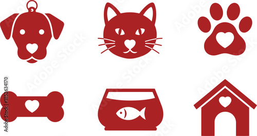 Cute Pet Icons for Animal Lovers and Pet Products