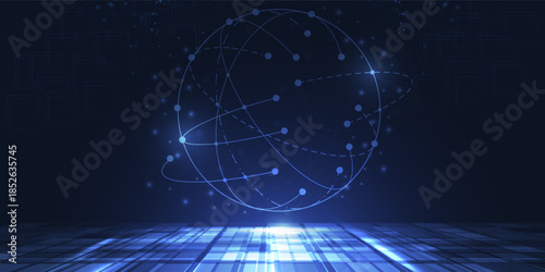 Global connection network background. World map. High-speed internet technology concept or fast wireless data transmission. modern internet network connection technology background