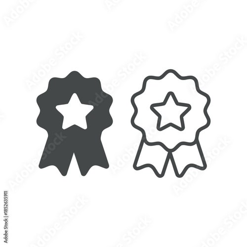 Achievement Award Vector Icon Badge with Star Symbol of Success and Recognition Isolated on White Background for Graphic Design and Web Design Exactly 200 Char