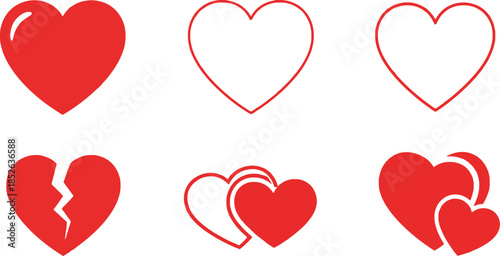 Various Red Heart Shape Icons