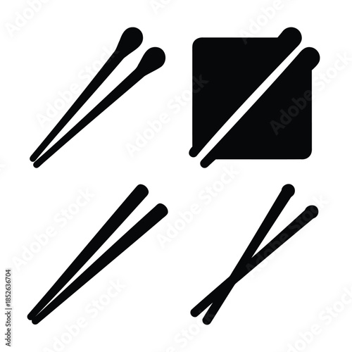 Stylized vector icons of chopsticks and oriental dining tools