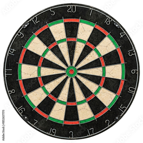 Foto Classic bristle dartboard game target on transparent background