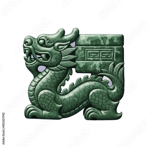 Ancient Chinese Jade Dragon Sculpture.