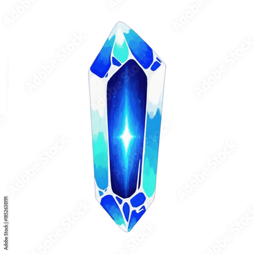 Glowing Blue Crystal Gemstone with Inner Light.