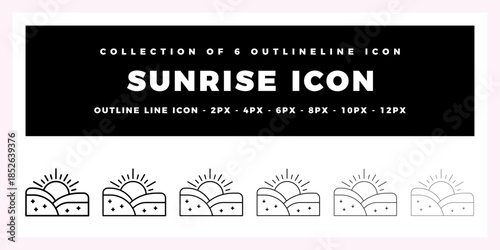Sunrise Icon Set Collection of 6 Outline Line Icons