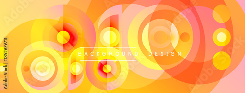 Abstract circles, vibrant colors blend. Orange, yellow, pink hues create dynamic background design. Modern, stylish visual element.
