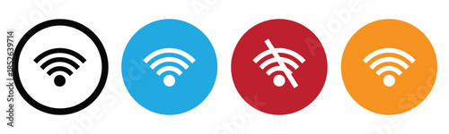 Colorful Wi-Fi signal icons for network connection. Wi-fi icon. Free wi-fi sign isolated icon. wi-fi network linear icon. signal sign and symbol. 