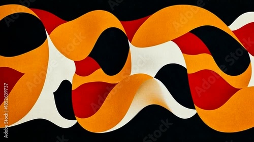 Vibrant abstract waves in orange, red, and white on black