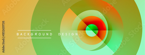 Abstract colorful design features overlapping circles. Gradient shades create dynamic visual effect. Modern background for projects.