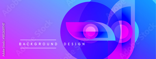 Abstract vibrant background. Overlapping circles create dynamic visual effect. Gradient colors, purple, blue hues dominate composition. Modern design elements present.