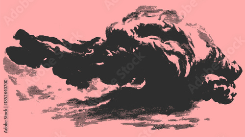 Dramatic cloud illustration depicting stormy weather. This monochrome vector illustration features dynamic shading and texture.