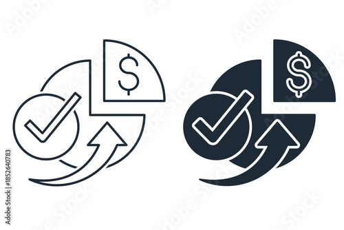 Expense control. Cost optimization. Vector linear icon isolated on white background.