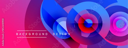 Abstract vibrant layers create dynamic visual effect. Pink, blue, purple hues blend seamlessly. Modern design element.