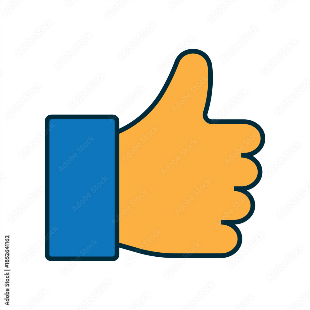 Fototapeta premium Thumbs Up Hand Icon – Approval and Positive Gesture Symbol in Flat Style