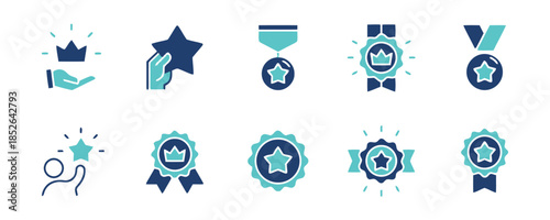 Award Vector Icon Design Set Featuring Success, Medal and Achievement Concept Reward and Recognition Pictogram for Excellence and Victory Illustration in Business and Sports