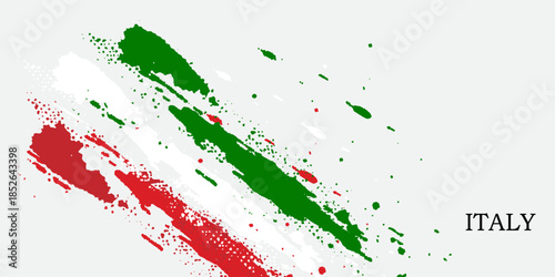 Brush painted grunge flag of Italy country. Liberation day of Italy. Abstract creative painted grunge brush flag background.