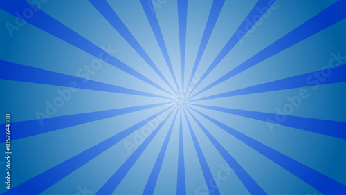 Vibrant blue sunburst pattern with radiating lines and central light source. abstract blue sunburst background with radial rays gradient light burst retro style vector illustration