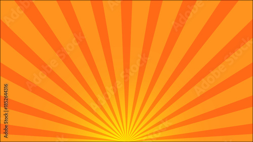 Vibrant Orange sunburst pattern with radiating lines and central light source. abstract blue sunburst background with radial rays gradient light burst retro style vector illustration