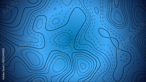 Blue topographic map background with contour lines and gradient effect
