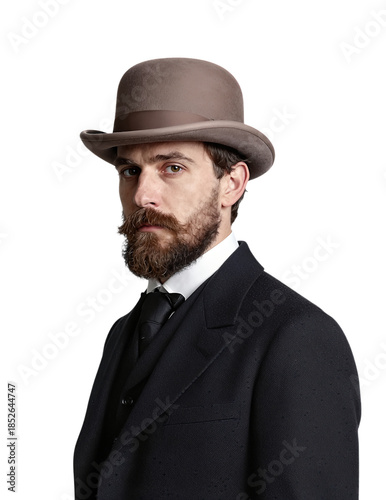 Vintage man in bowler hat and formal suit