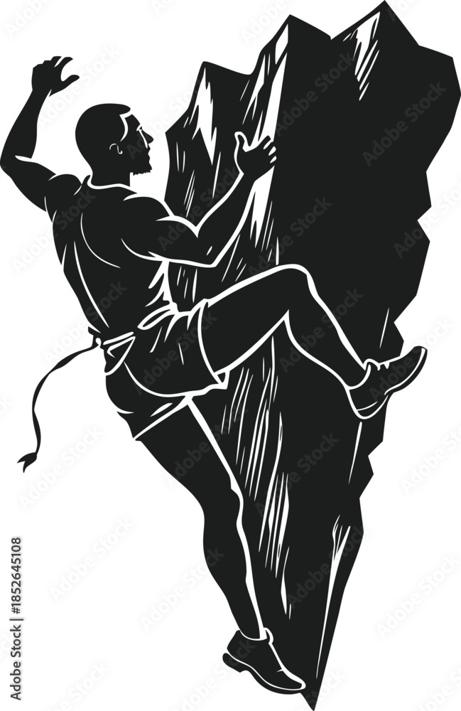 Fototapeta premium Climber ascending a rock face