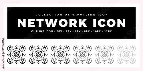 Pack of 6 Outline Vector network icon