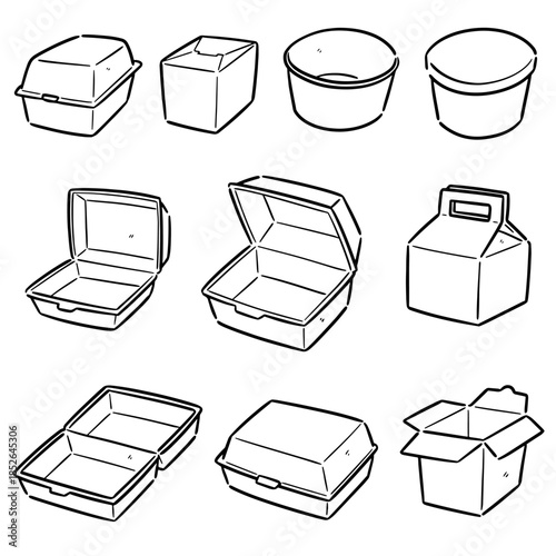 vector set of paper food container