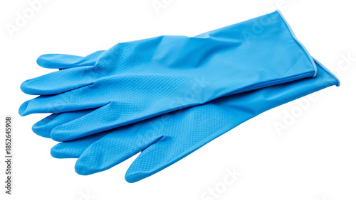 Blue Latex Gloves with Textured Grip Isolated on white background