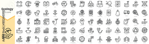 Set of ecology icons. Simple line art style icons pack. Vector illustration