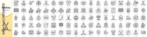 Set of hockey icons. Simple line art style icons pack. Vector illustration