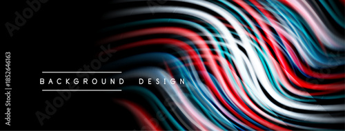 Abstract flowing lines create vibrant, dynamic background. Red, blue, white hues blend seamlessly, forming modern design element.