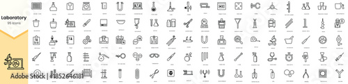 Set of laboratory icons. Simple line art style icons pack. Vector illustration
