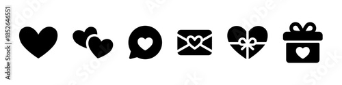 ハートのアイコンセット　ギフト・ラブレター・バレンタインデー