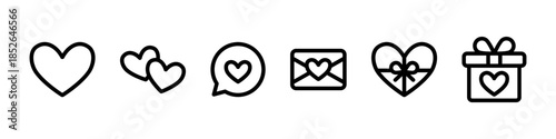 ハートのアイコンセット　ギフト・ラブレター・バレンタインデー