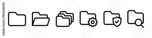 フォルダのアイコンセット 開いたフォルダ・重なったフォルダ・設定・セキュリティ・検索