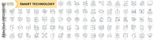 Set of smart technology icons. Simple line art style icons pack. Vector illustration