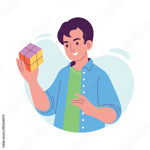 Brain Training flat vector character concept illustration. 