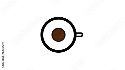 Minimalist top-down view of a steaming cup of coffee, showcasing the rich brown beverage in a sleek, outline design, perfect for morning rituals and refreshment themes