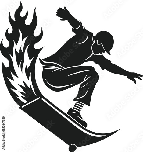 Skateboarder performing a bold trick