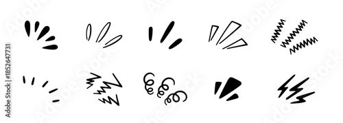 Burst Set of Line Icons Explosion Comic Cartoon Explosion Speech Bubble Effect Shine Spark Vector Isolated