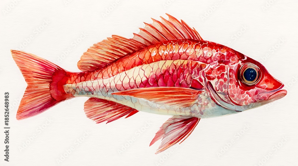 Fototapeta premium Red Rockfish Isolated on White Background