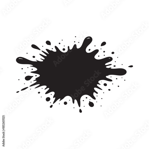 Black ink splatter stain abstract blot and streaks black and white vector on white background