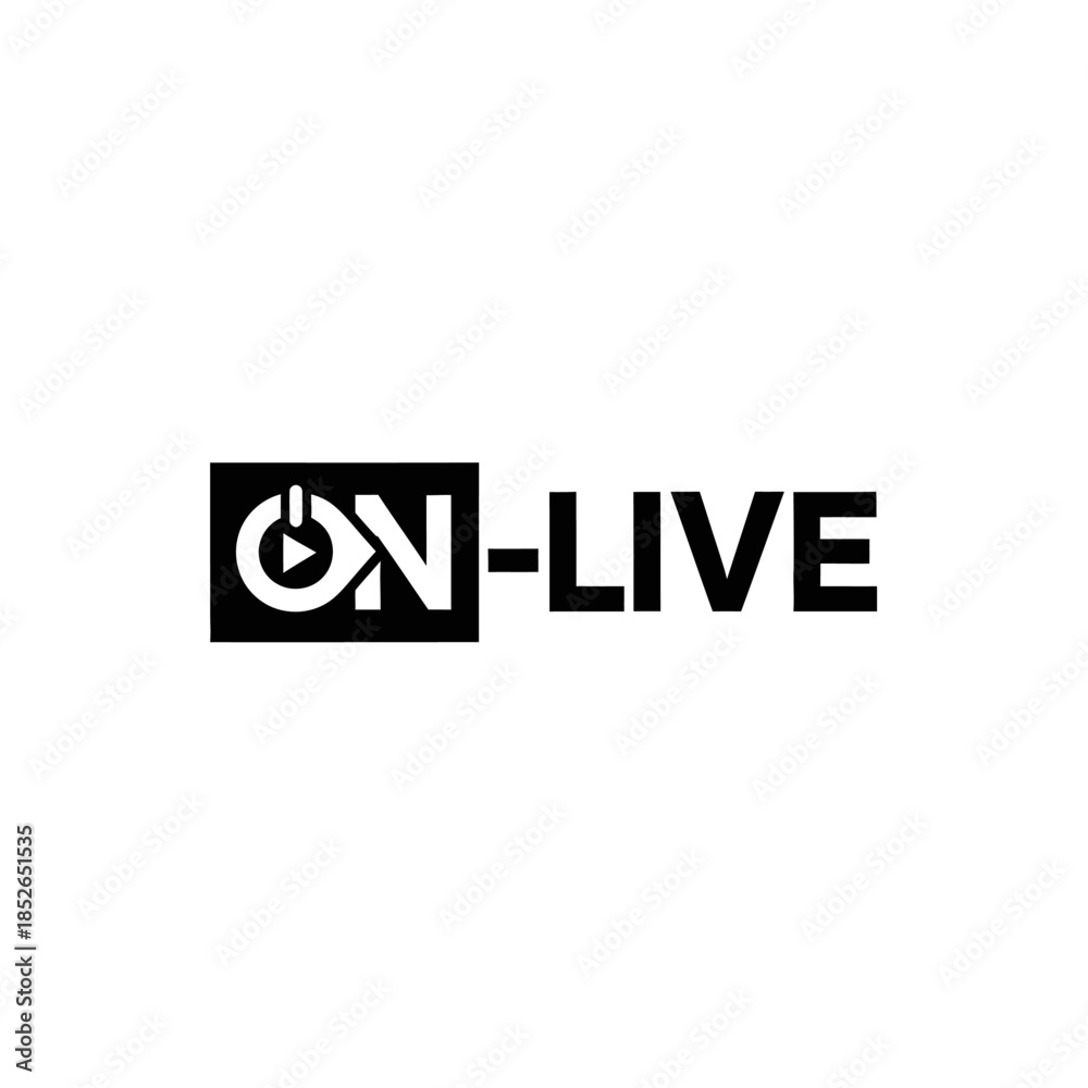 Obraz premium Black and white logo text design for onlive streaming service