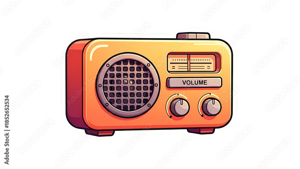 Fototapeta premium Vintage orange radio with volume control