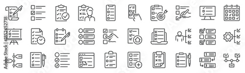 Checklist Vector Collection Featuring Forms Reports and Planning Elements Isolated on White Background in Trendy Outline Style Exactly 200 Characters