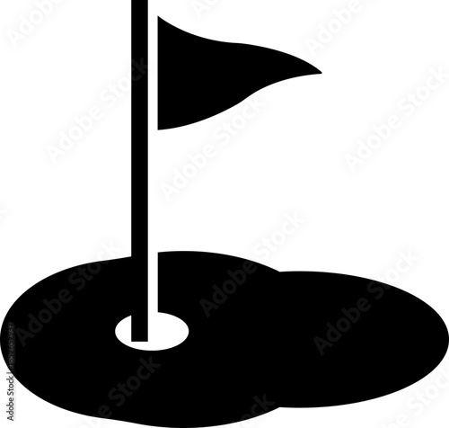 Black Golf Flat Style Vector Icon Sports Equipment Symbol and Recreation Outline Graphic Group Featuring Club, Ball, Tee and Course Elements