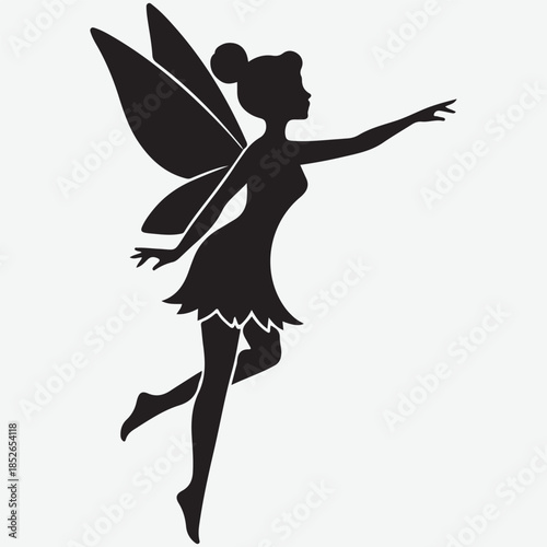 Black Fairy Silhouette Vector: High-Quality Art for Mystical Designs  Silhouette Illustration of a Cute Little Fairy