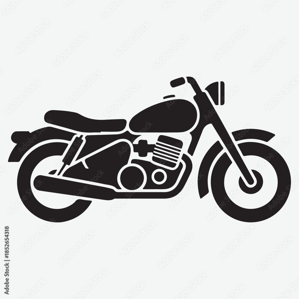 Fototapeta premium motorcycle silhouette icon biker & transportation vector illustration Minimal Spoke Motorbike Side View line art
